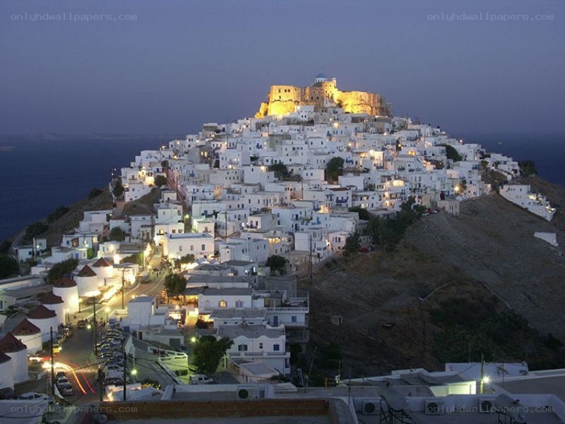 hillside village at dusk
