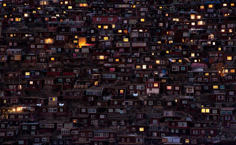 Hillside Village at Night