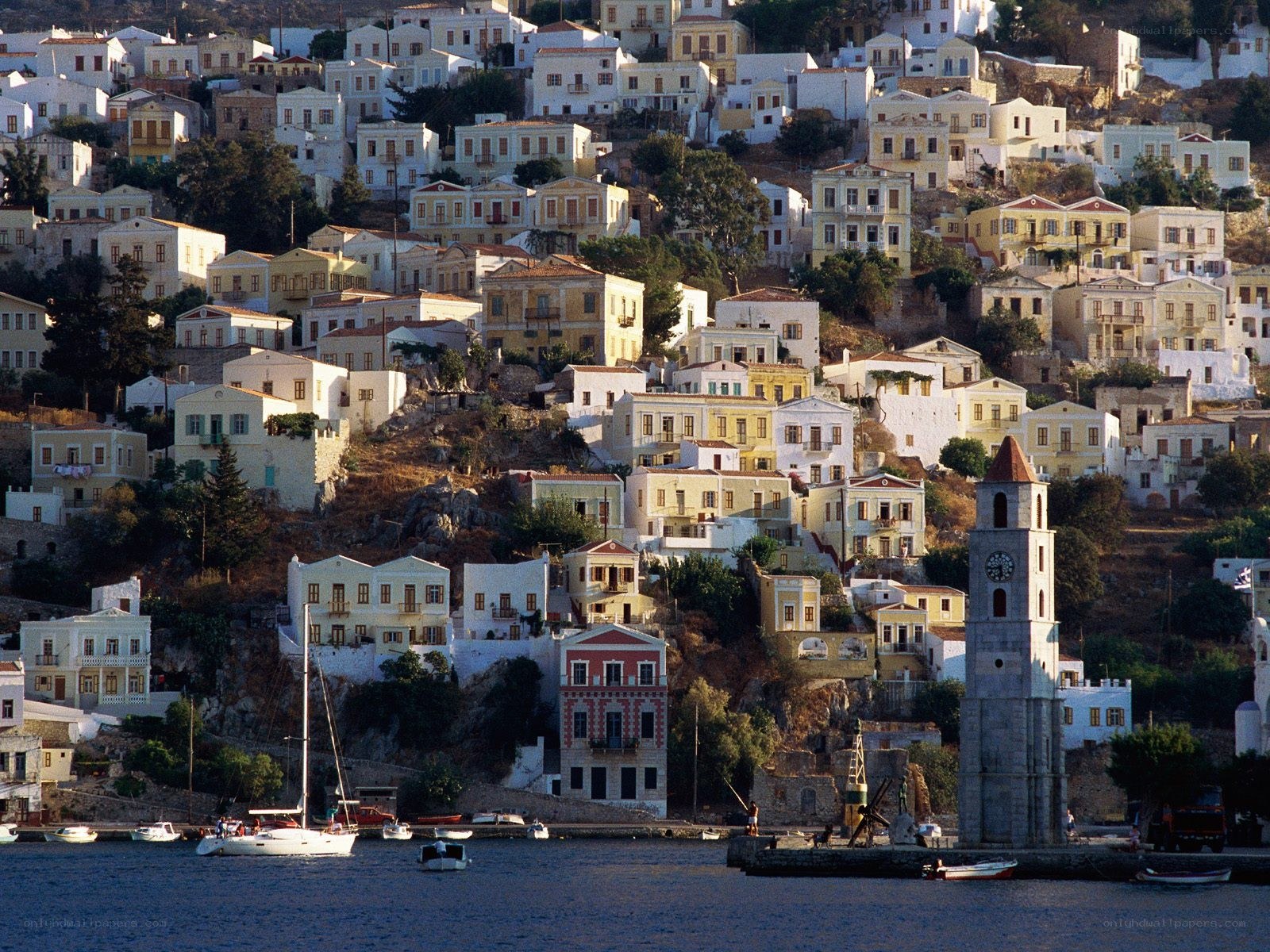 hillside village by the sea