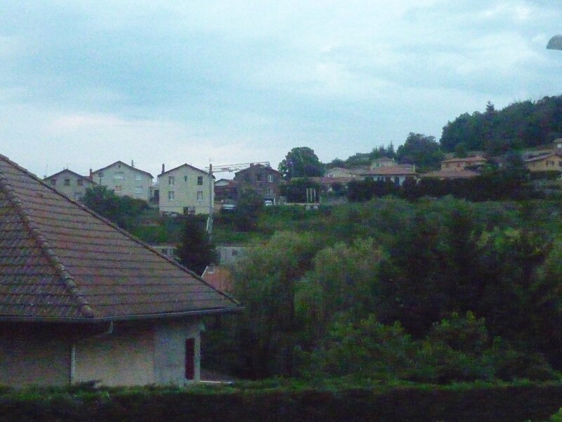 Hillside village with houses