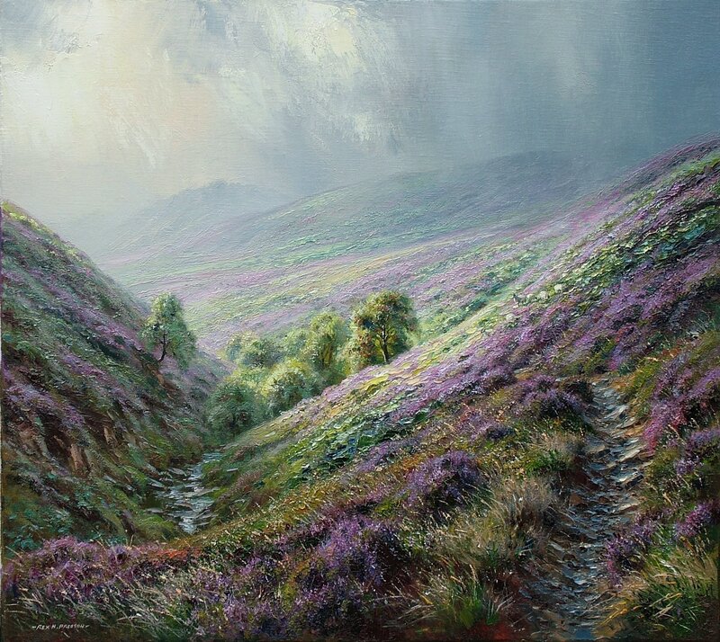 Hillside with Purple Flowers