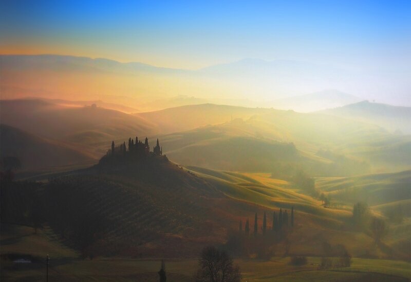 Hilltop Castle in Fog