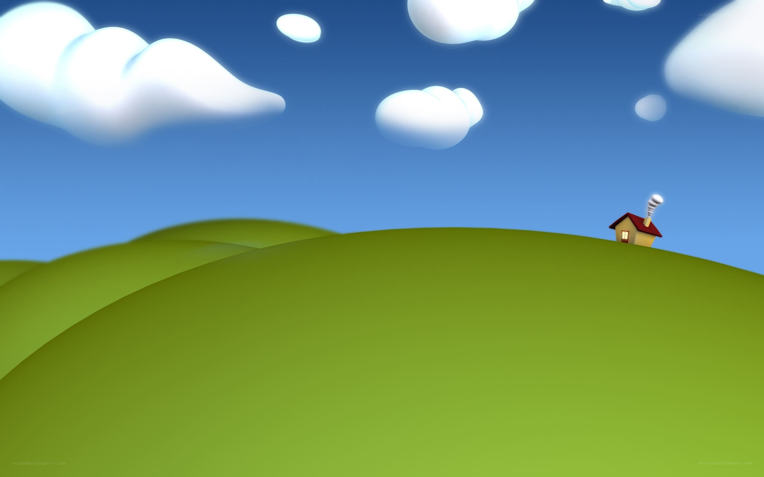 Hilltop house under blue sky