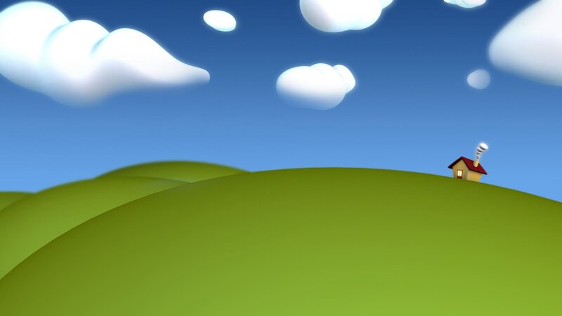 Hilltop house under blue sky