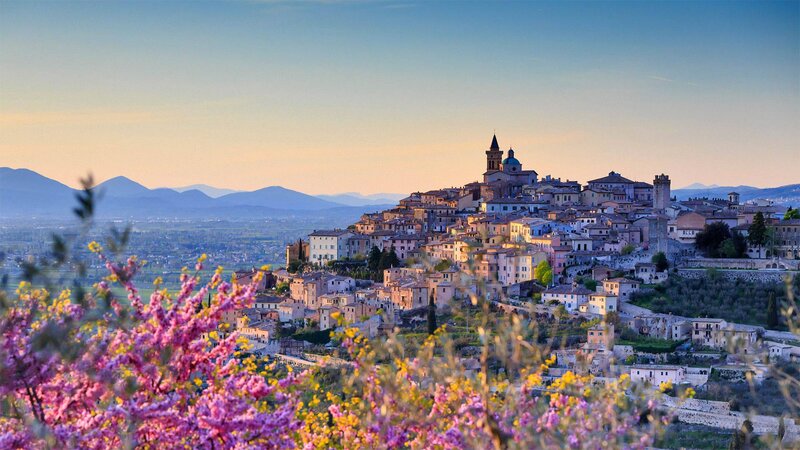 Hilltop Town in Spring