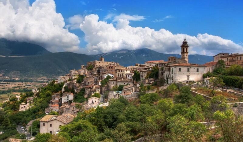 Hilltop Village in Mountains