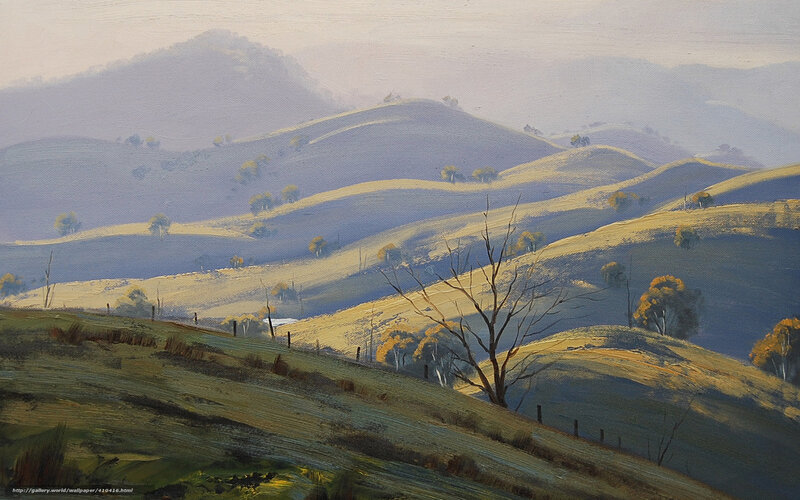 Hilly Landscape at Dusk