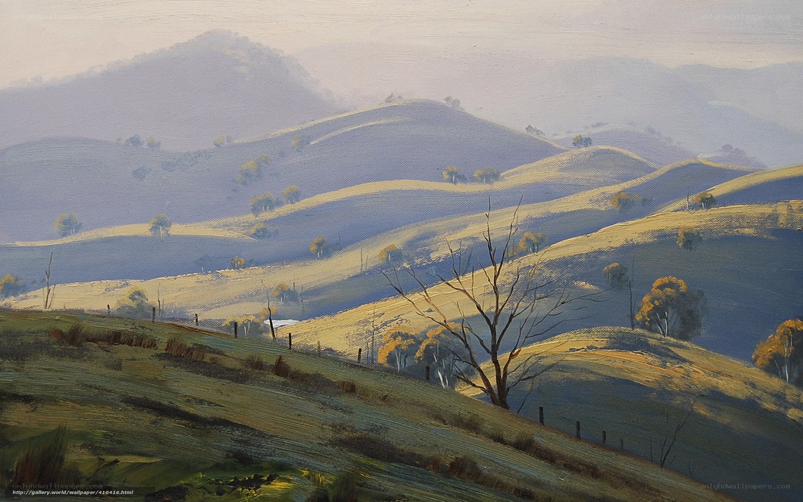 Hilly Landscape at Dusk