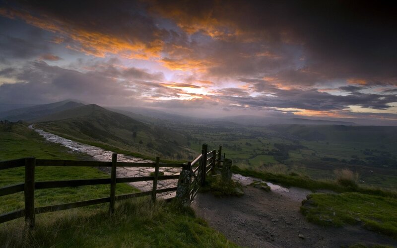 Hilly Landscape at Dusk — Orange