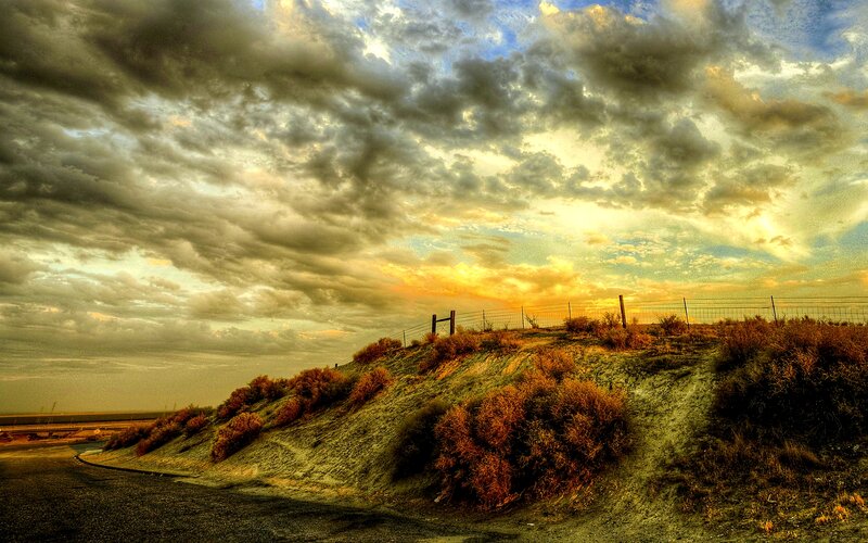 Hilly Landscape at Sunset — Yellow