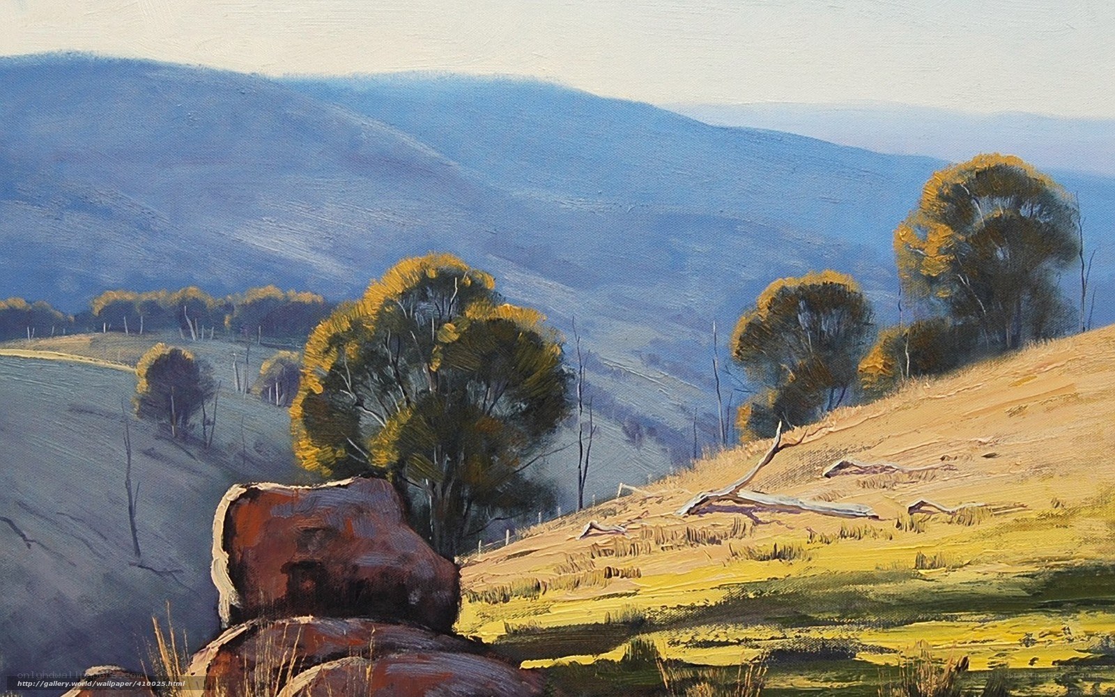 Hilly landscape with trees