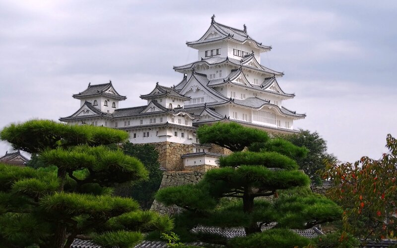 Himeji Castle — White, Serene, Photograph, Trees