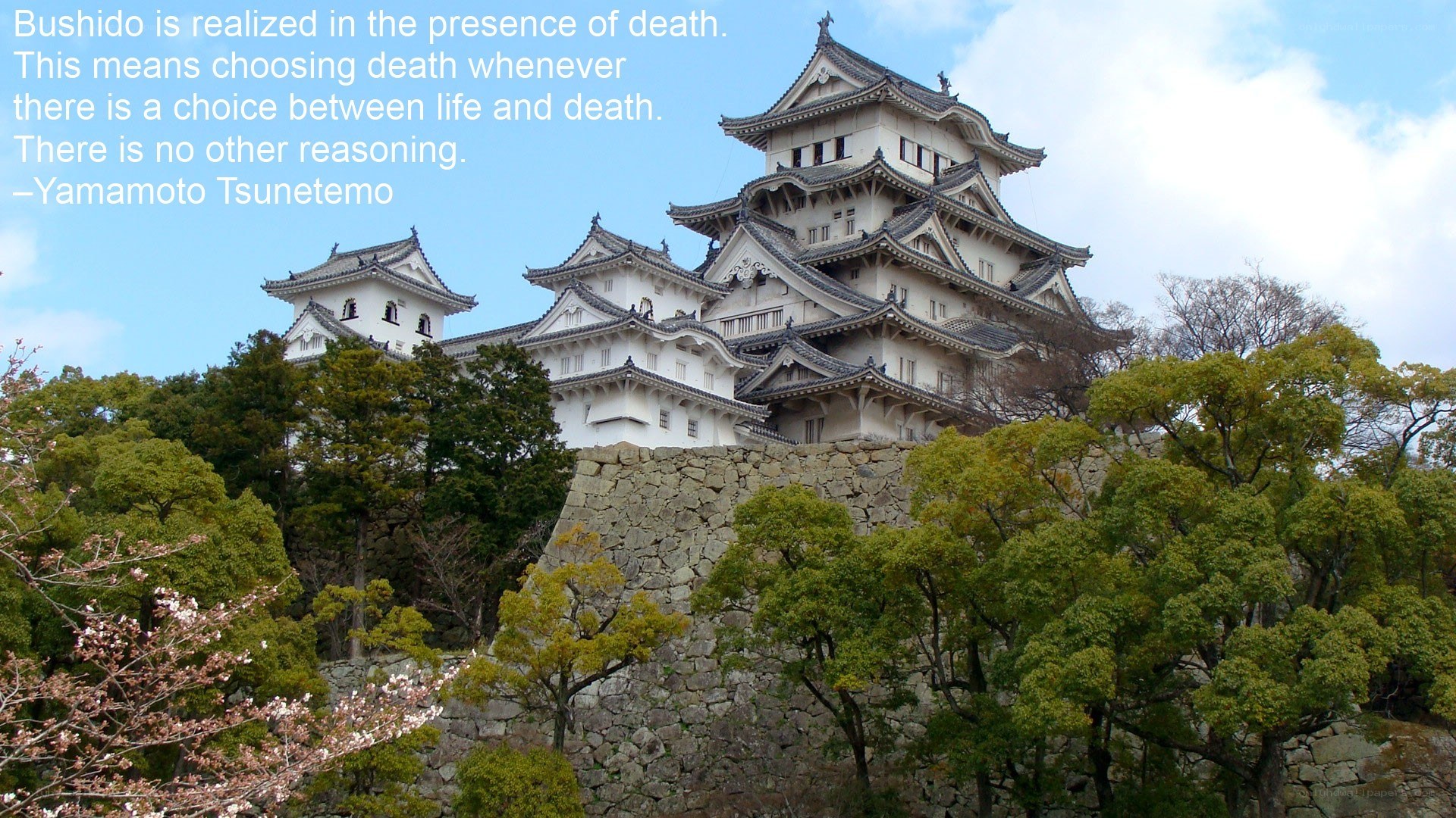 Himeji Castle with quote