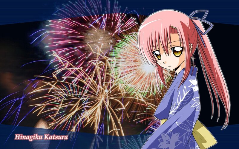 Hinagiku Katsura with fireworks