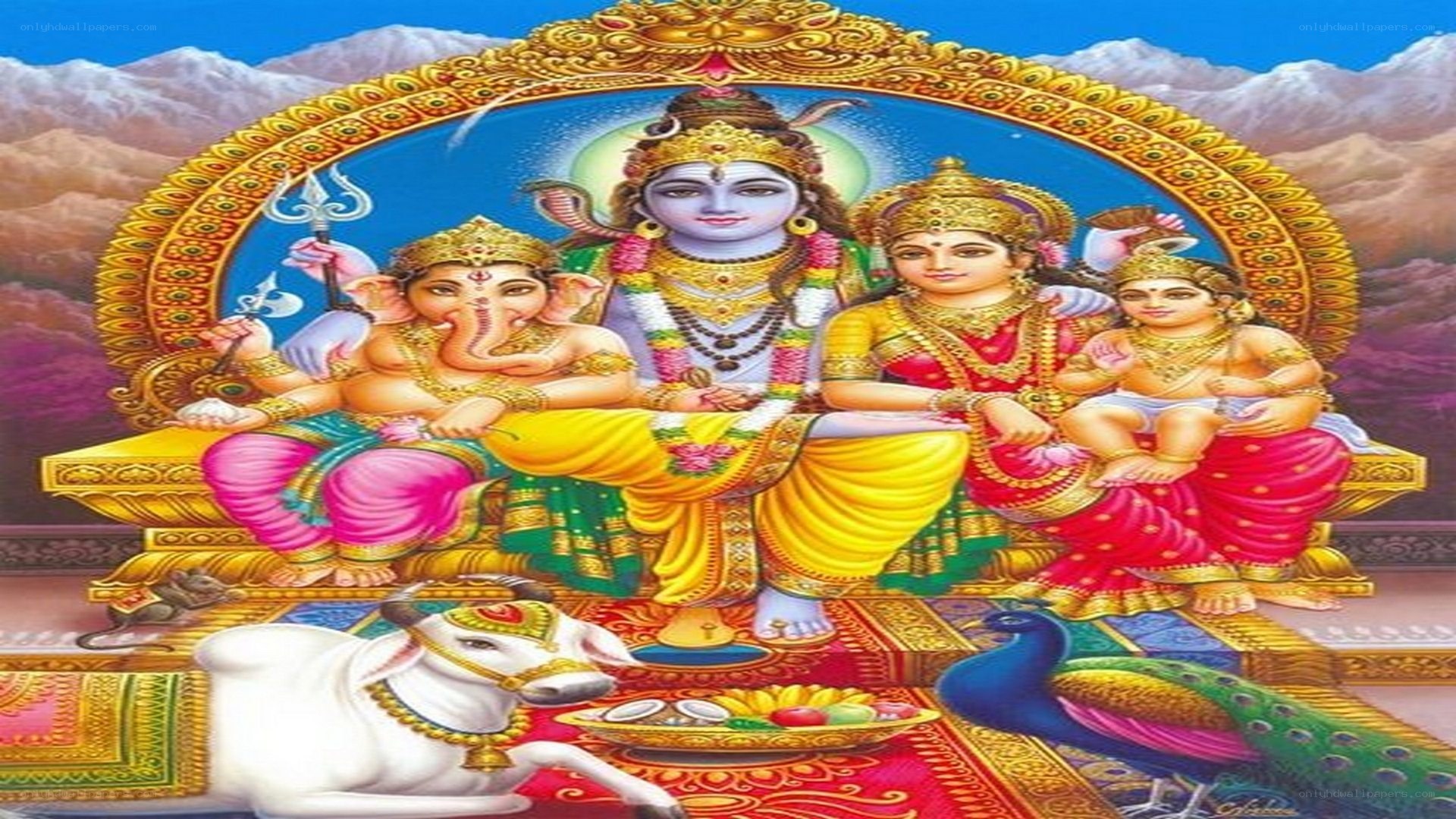 Hindu deities family portrait