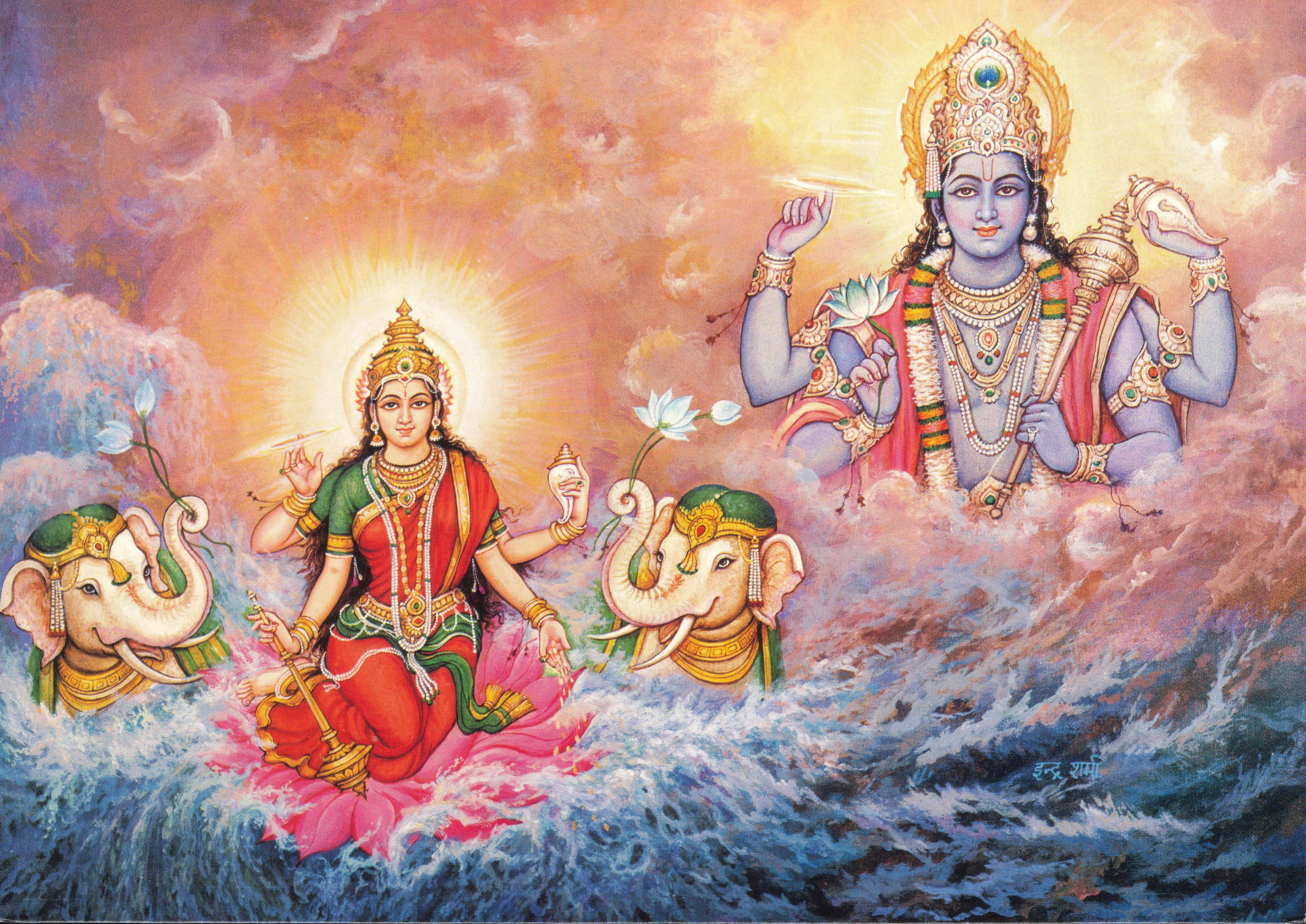 Hindu deities on elephants