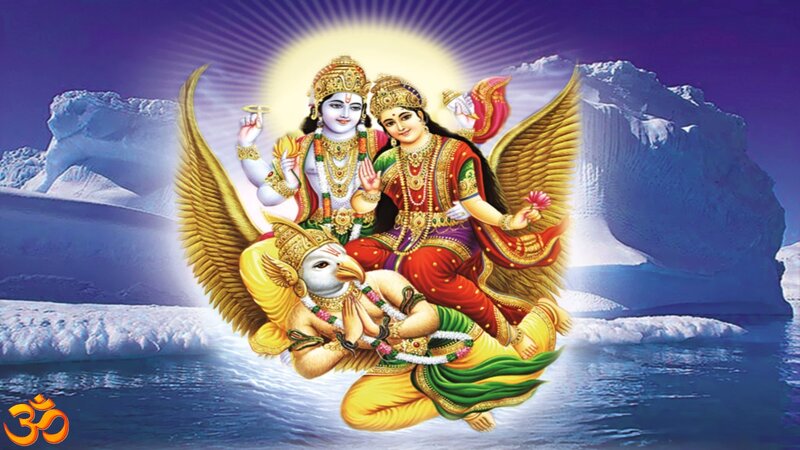 Hindu deities on Garuda