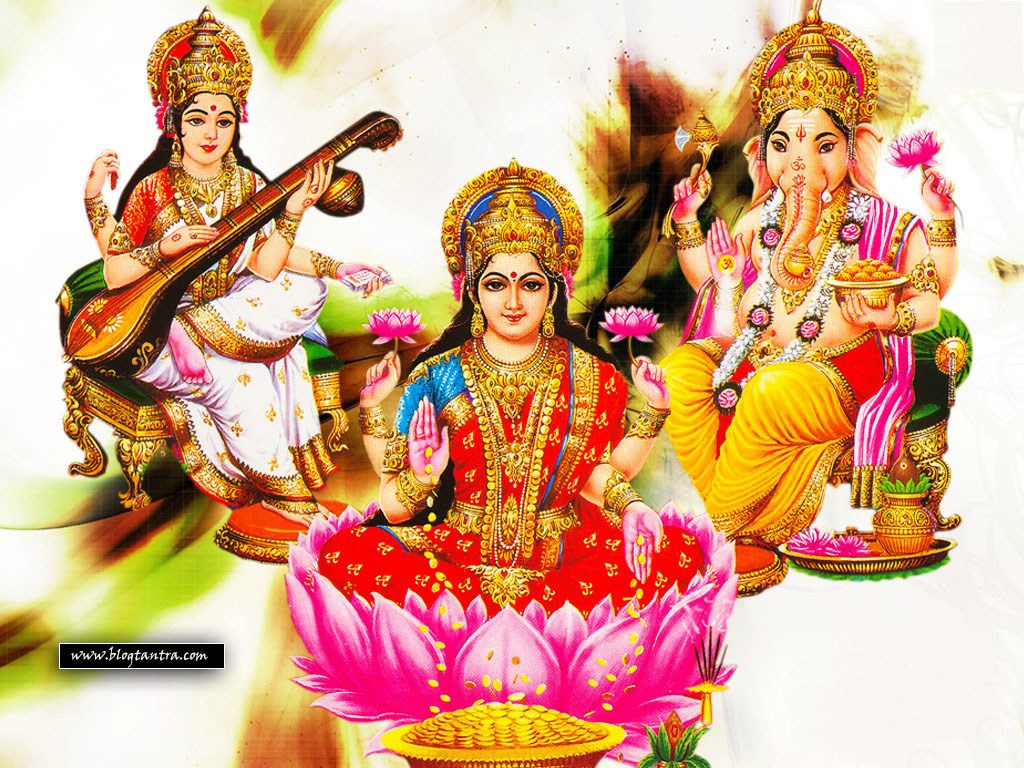 Hindu deities on lotus