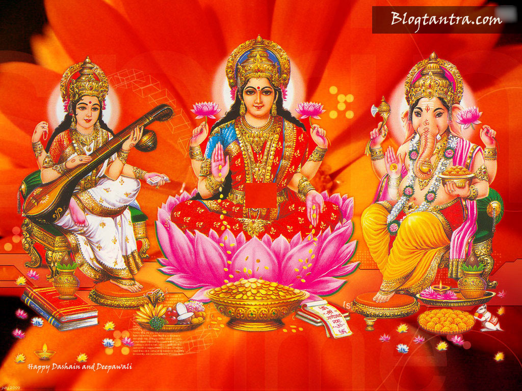 Hindu deities on lotus