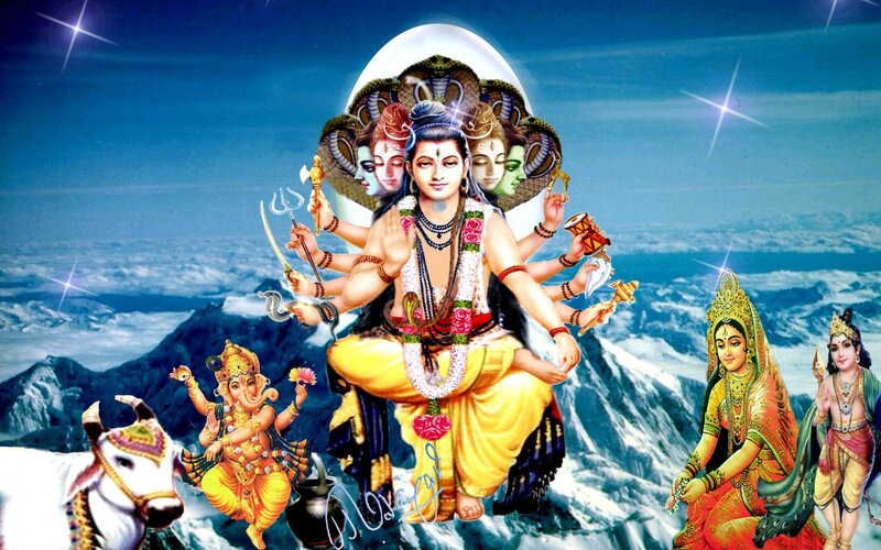 Hindu deities on mountain