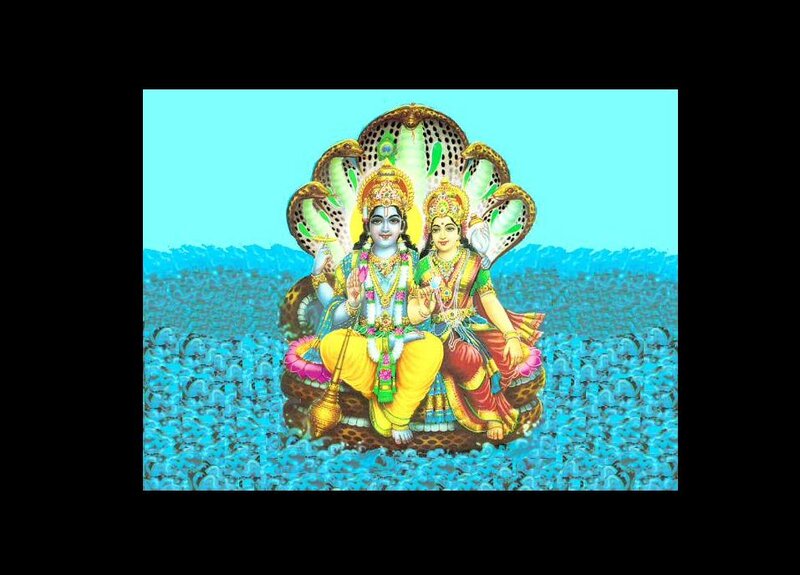 Hindu Deities on Serpent