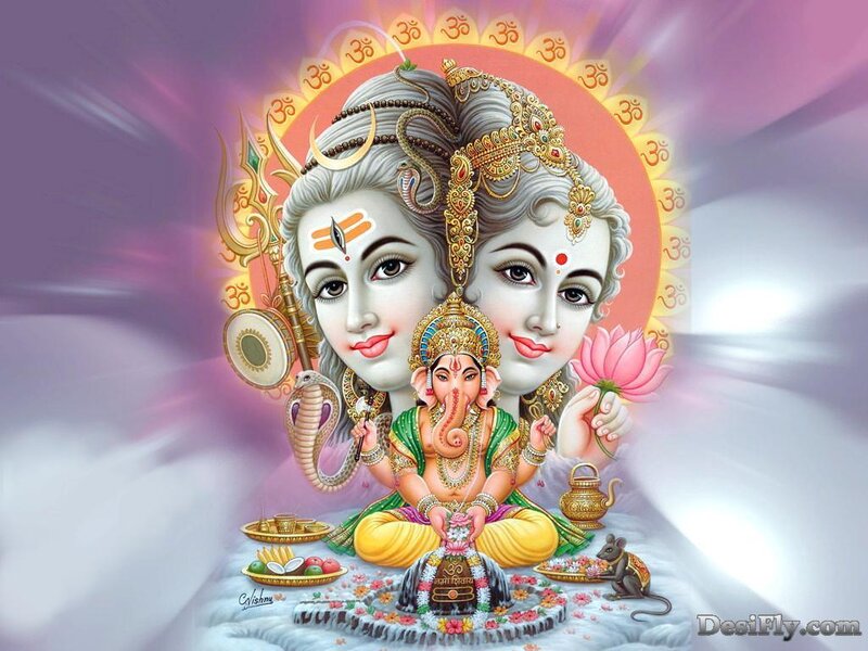 Hindu deities Shiva and Parvati with Ganesha