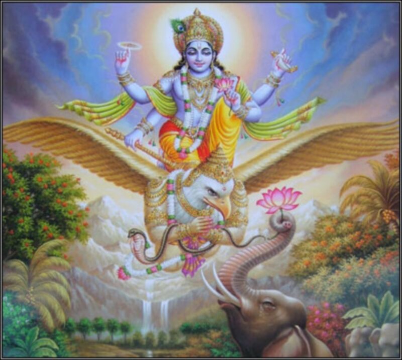Hindu deity on eagle mount