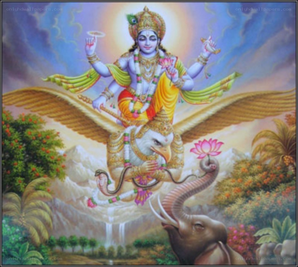 Hindu deity on eagle mount