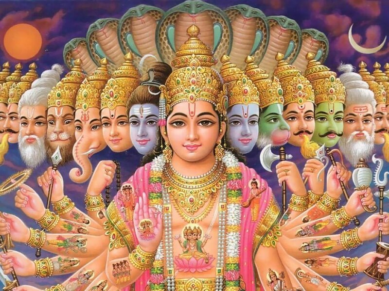 Hindu Deity with Multiple Arms — Pink