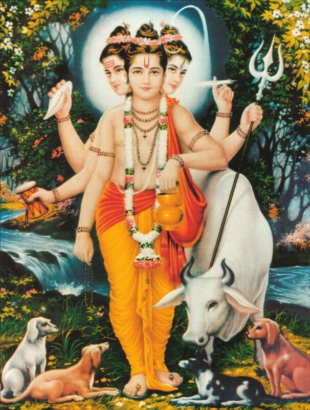 Hindu deity with three heads