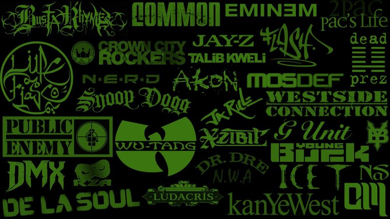Hip hop artist logos collage