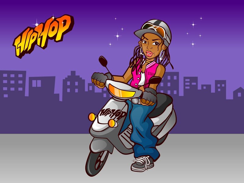 Hip-hop girl on scooter