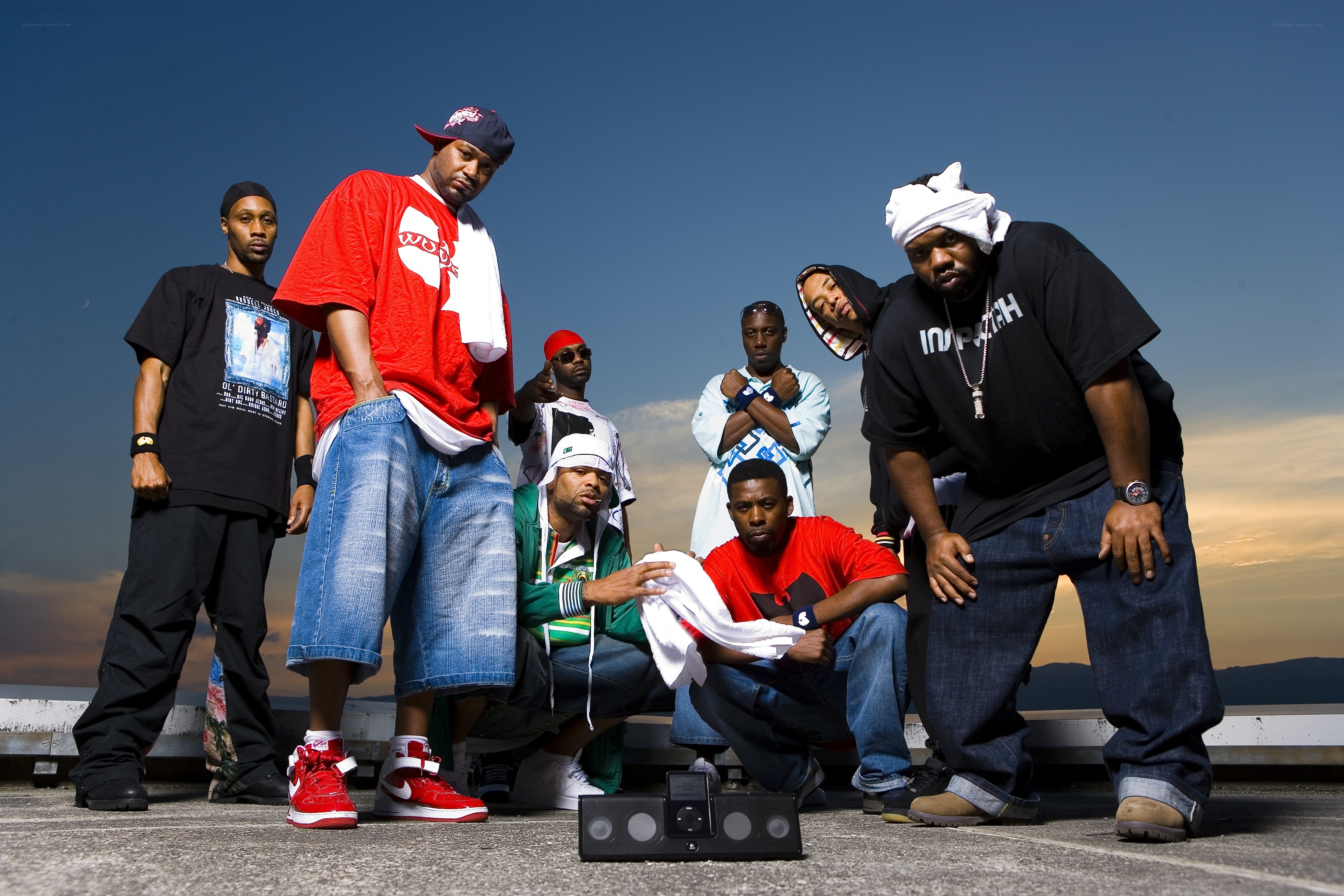 hip-hop group on rooftop