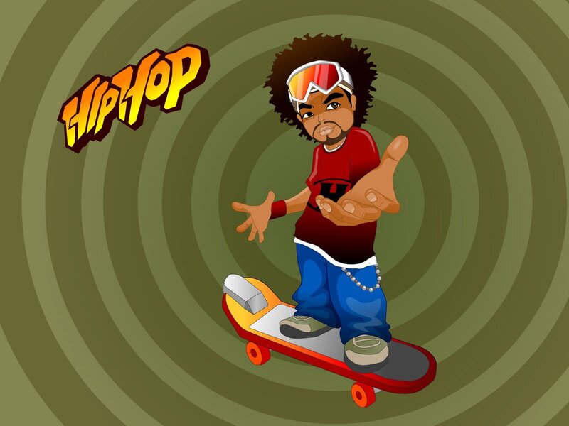 Hip hop skateboarder cartoon