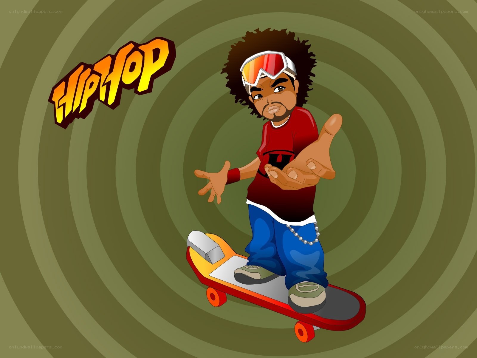 Hip hop skateboarder cartoon