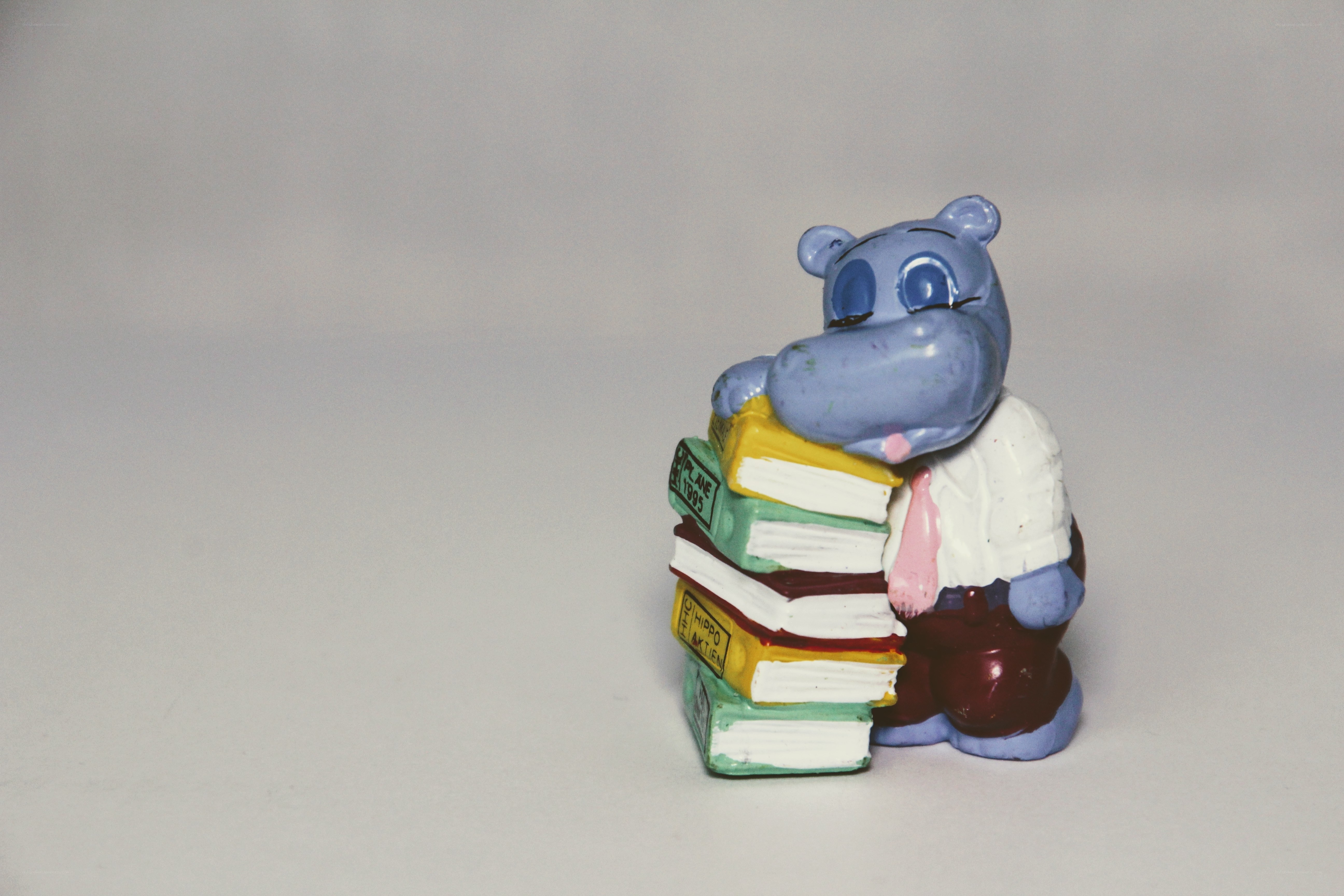 hippo figurine with books