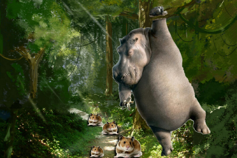 Hippo Hanging from Tree — Green