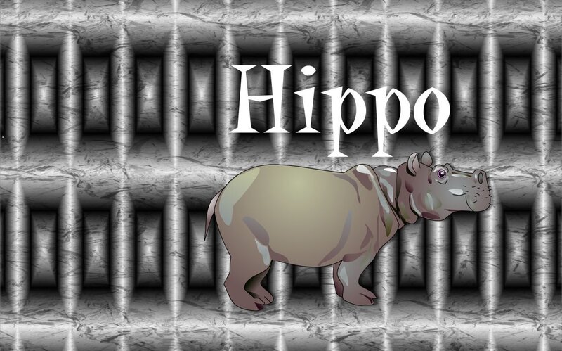 Hippo on a metal grid