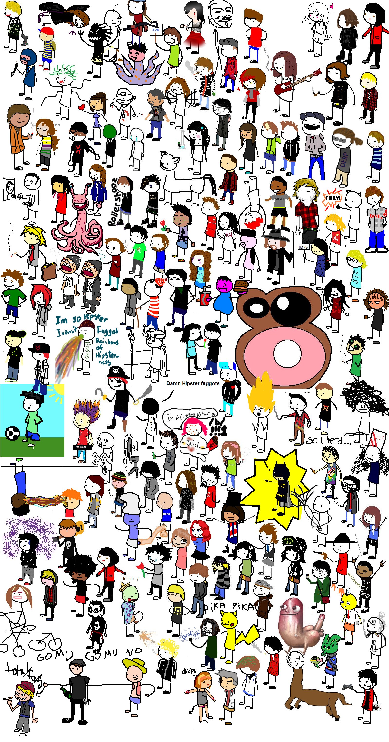 Hipster cartoon collage