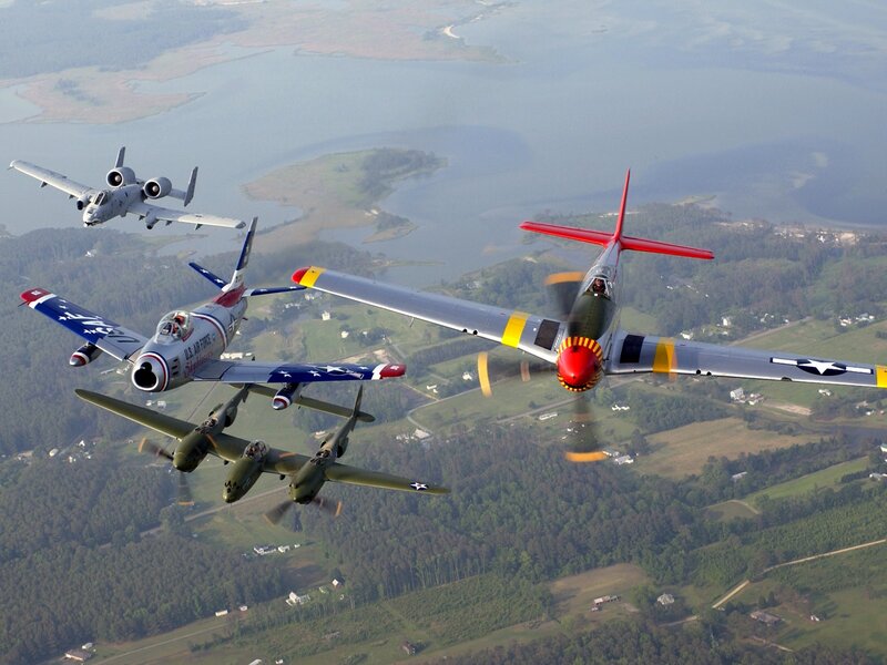 Historic aircraft flying in formation