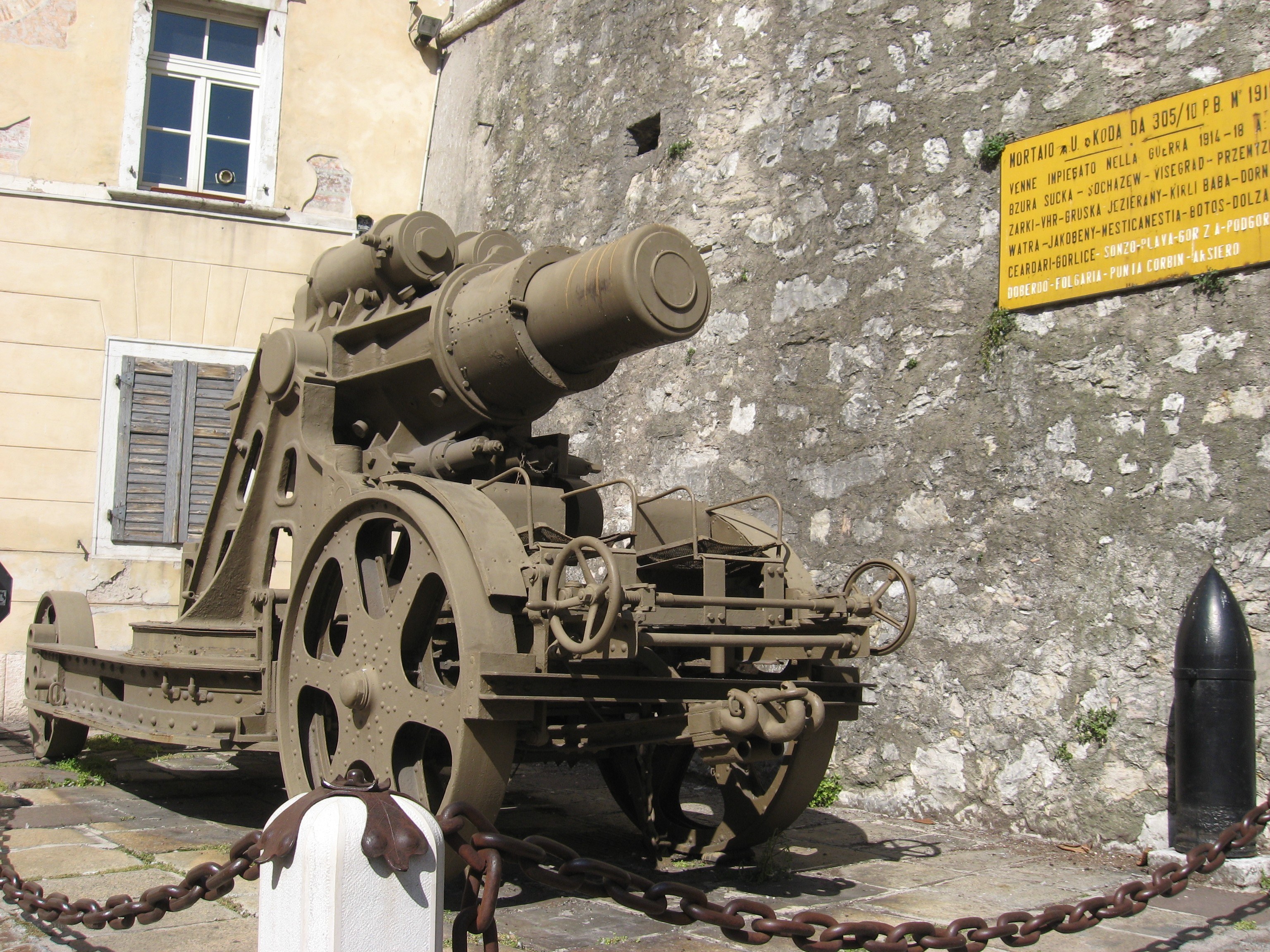 Historic artillery piece on display