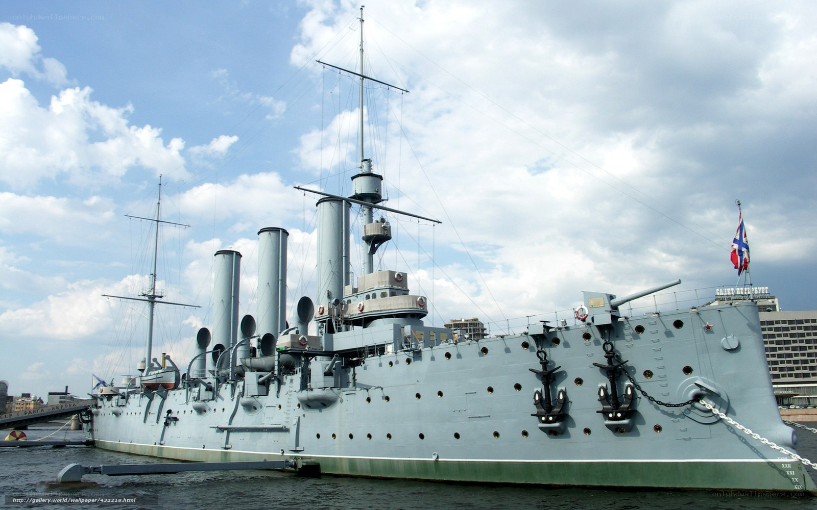 Historic battleship in harbor