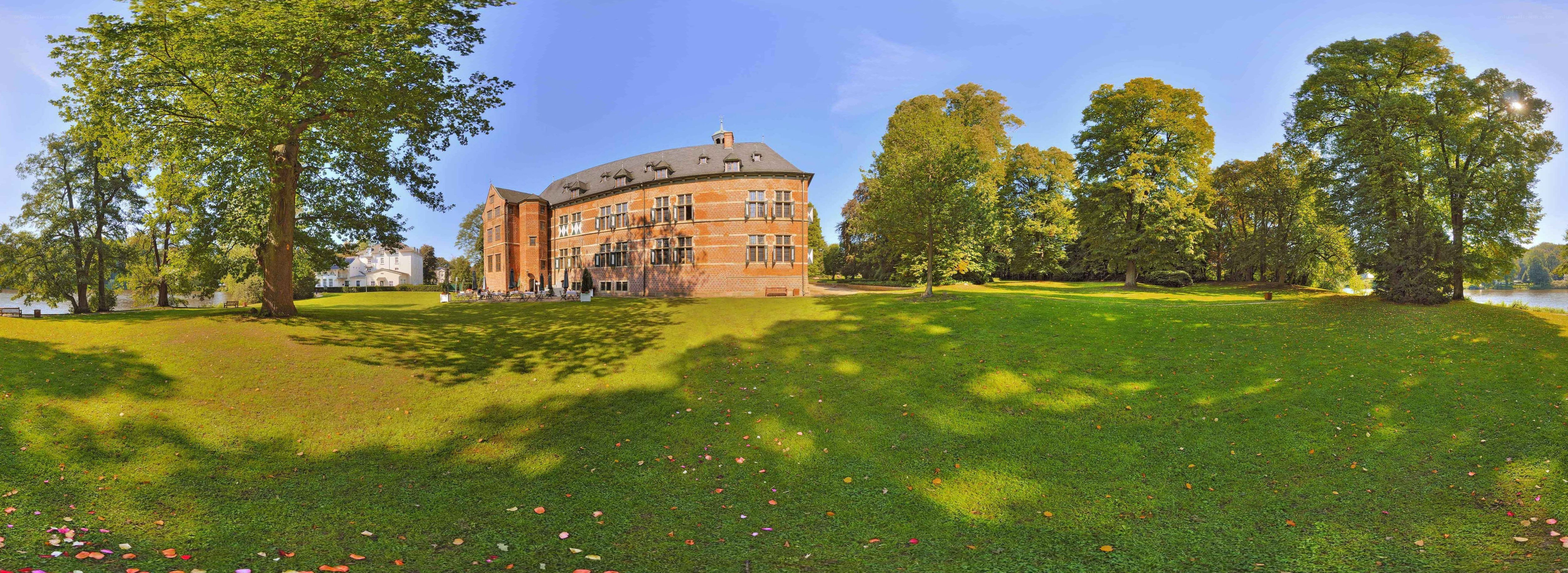 Historic brick building in park