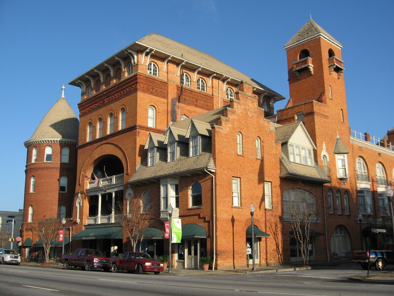 Historic brick building with tower