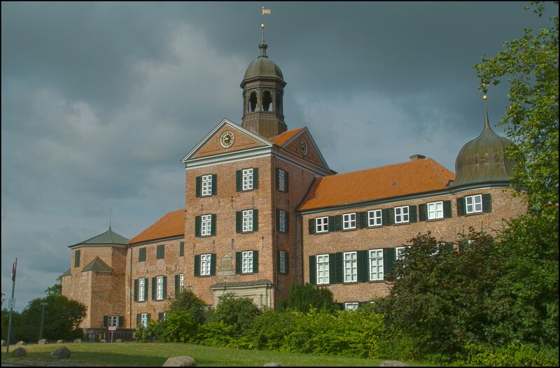 Historic brick castle with domes