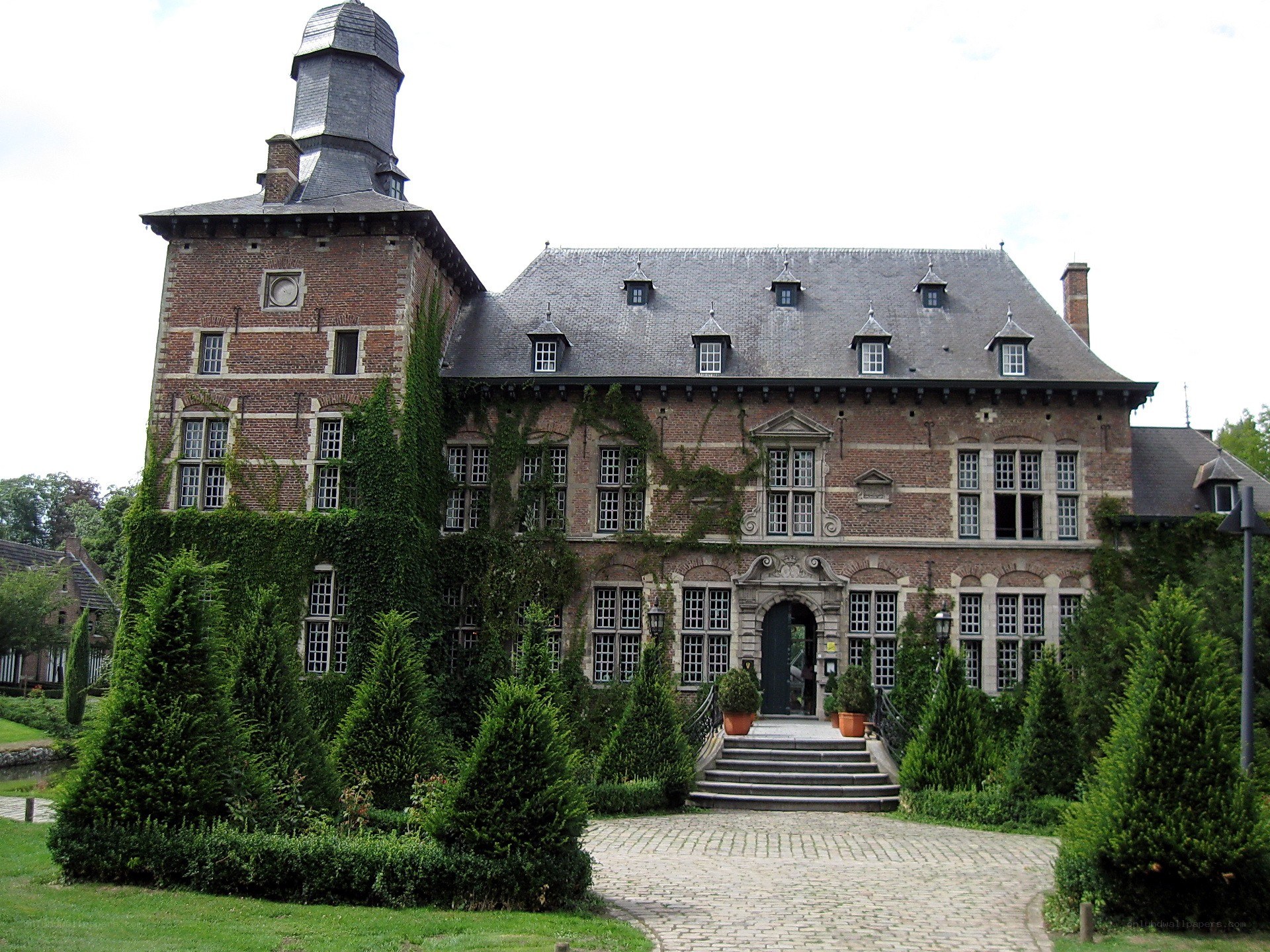 historic brick castle with ivy