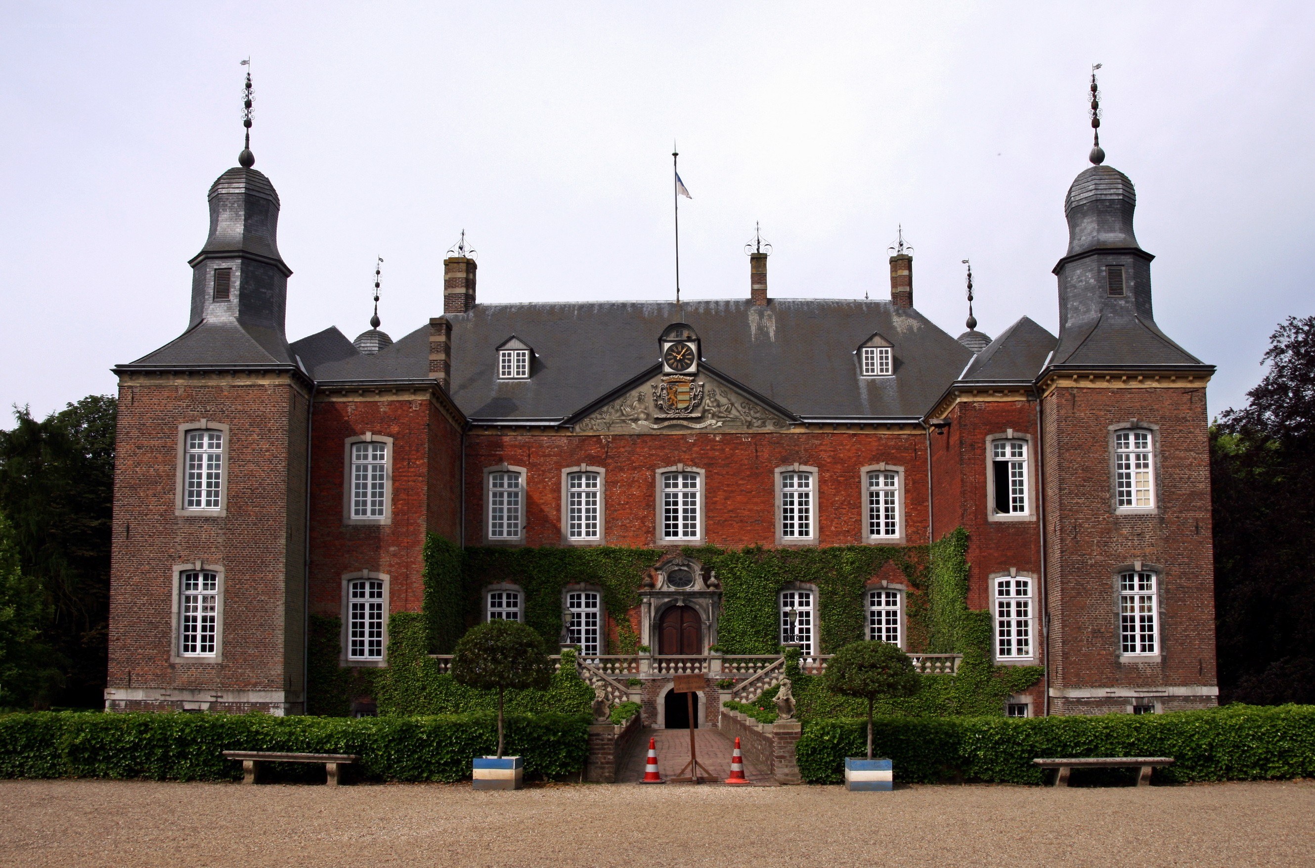 historic brick castle with towers