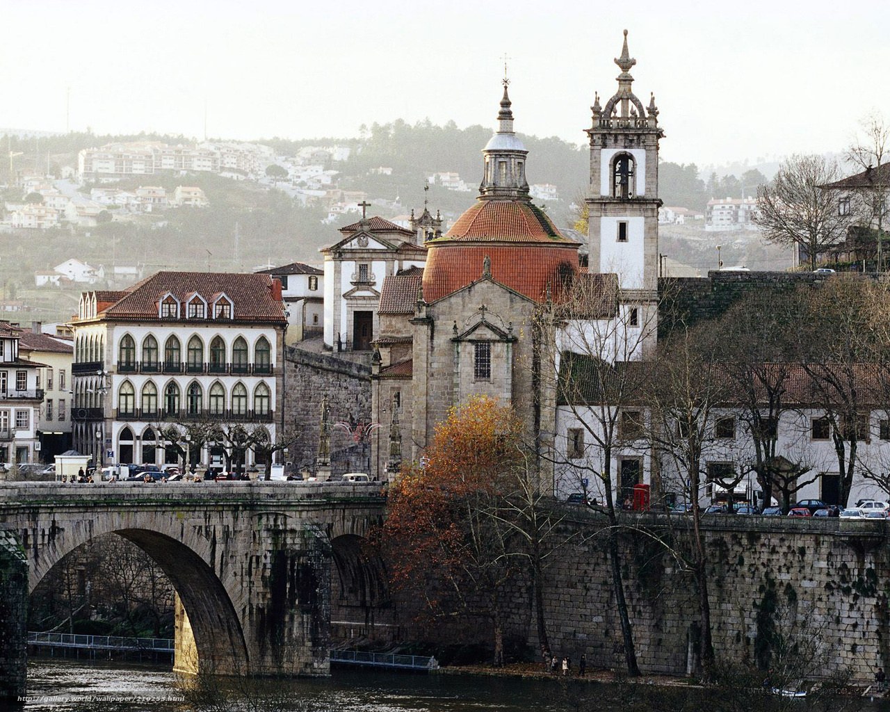 historic bridge and church in portugal