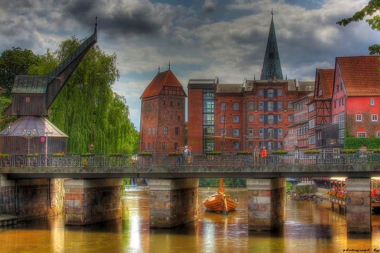 historic bridge over river in germany