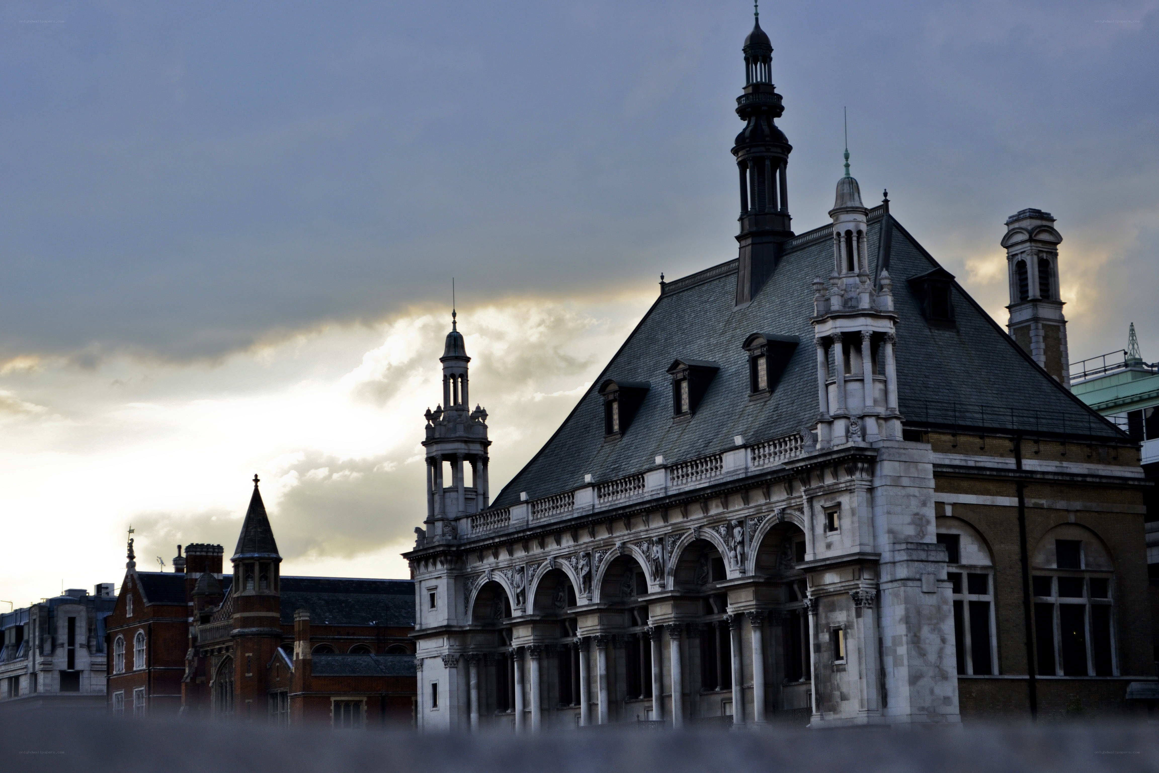 Historic building at dusk